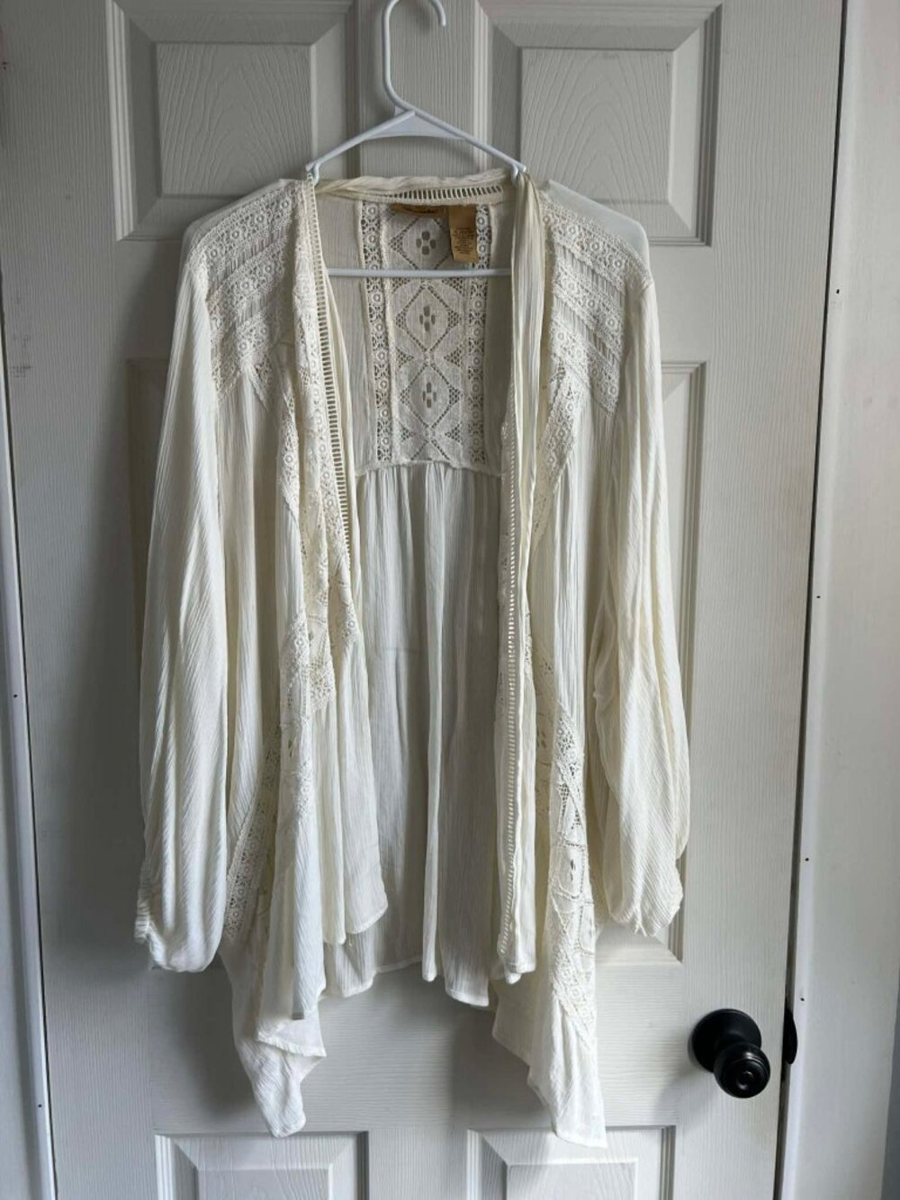 Wrangler Cream Lace Boho Cardigan XL Lightweight Open Front Flowy